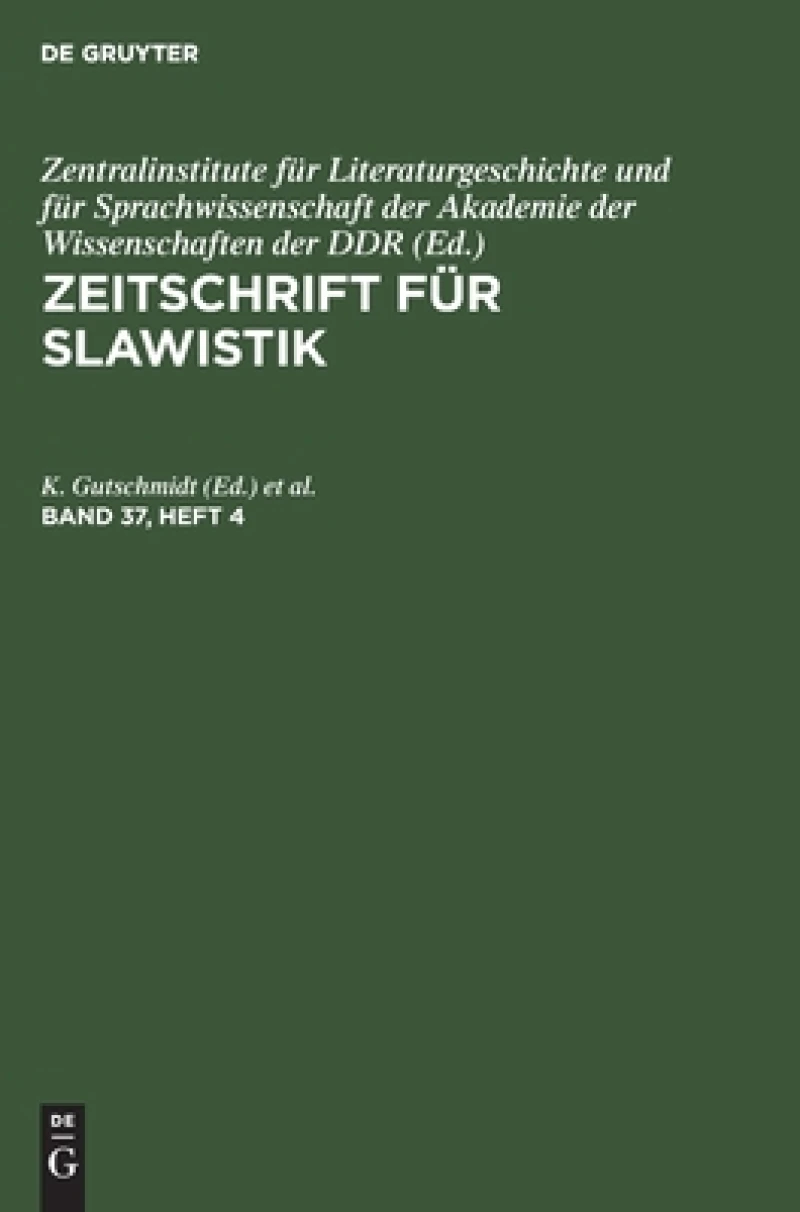 Zeitschrift für Slawistik. Band 37, Heft 4