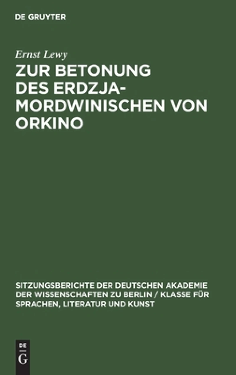 Zur Betonung Des Erdzja-mordwinischen Von Orkino