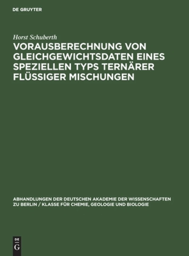 Vorausberechnung Von Gleichgewichtsdaten Eines Speziellen Typs Ternärer Flüssiger Mischungen
