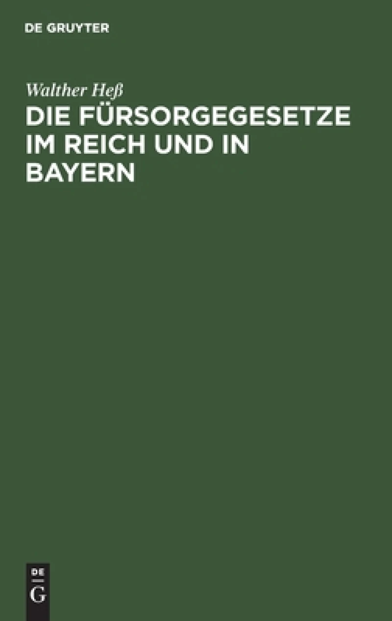 Fürsorgegesetze im Reich und in Bayern