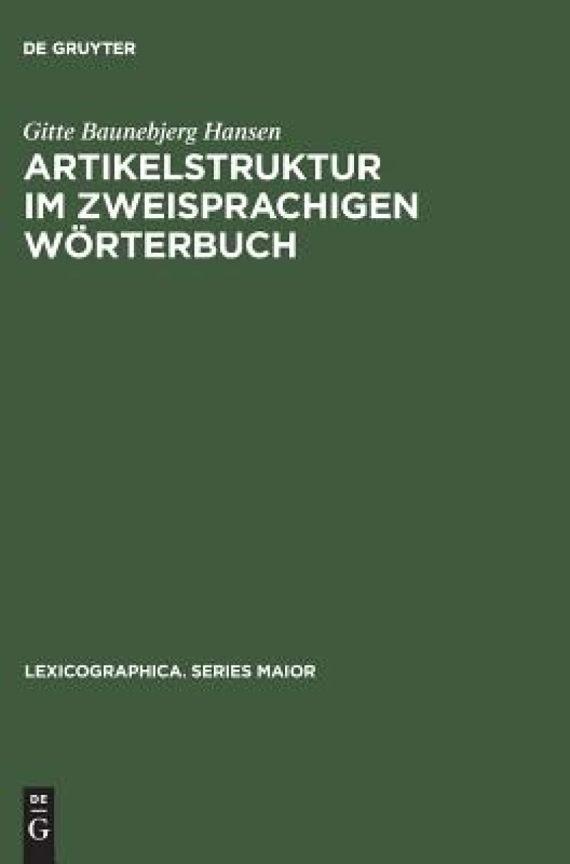 Artikelstruktur Im Zweisprachigen Wörterbuch