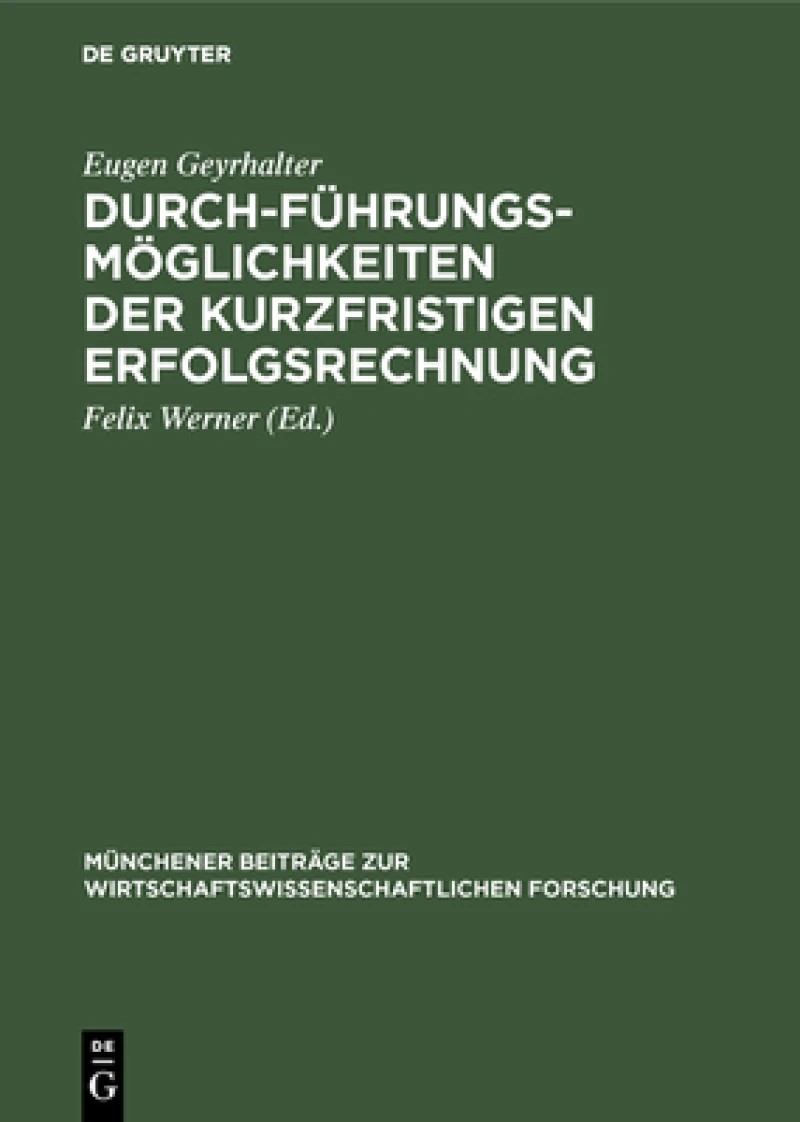 Durchführungsmöglichkeiten der kurzfristigen Erfolgsrechnung