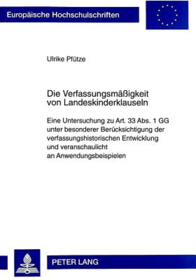 Die Verfassungsmaeßigkeit Von Landeskinderklauseln
