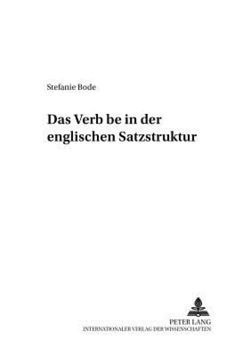 Das «Verb» «be» in der englischen Satzstruktur