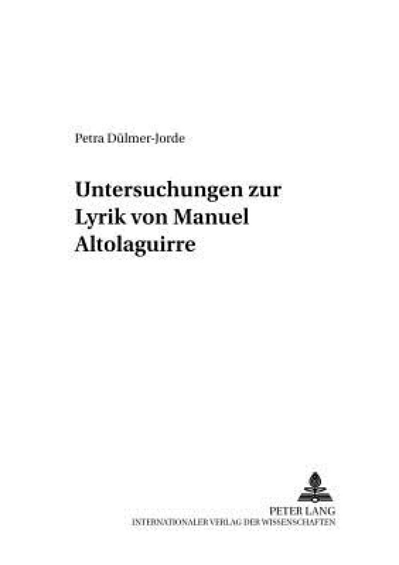 Untersuchungen zur Lyrik von Manuel Altolaguirre