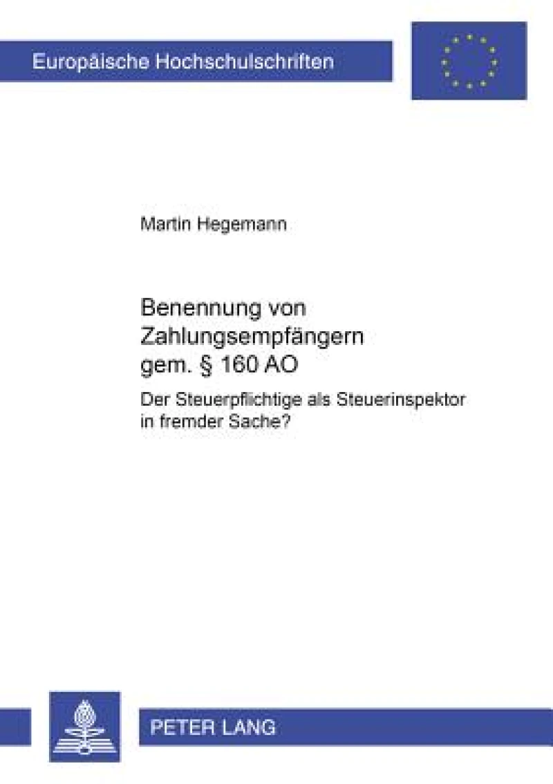 Benennung Von Zahlungsempfaengern Gemaeß § 160 Ao