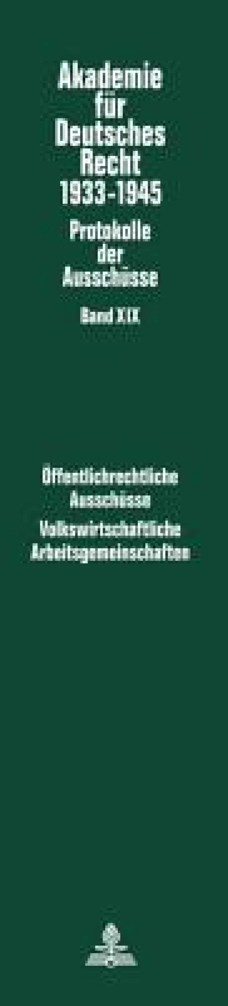 Oeffentlichrechtliche Ausschuesse (1934-1938: Kommunalrecht. Sparkassenwesen. Bau- und Zwecksparen. Beamtenrecht)- Volkswirtschaftliche Arbeitsgemeinschaften (1939-1943: Volkswirtschaftslehre. Geld und Kredit. Sozialpolitik. Agrarpolitik. Reform des volk