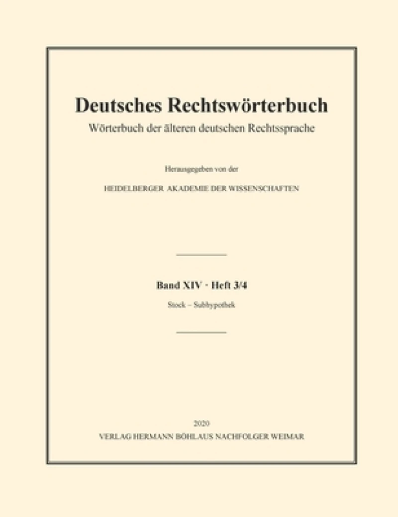 Wörterbuch Der Älteren Deutschen Rechtssprache. Stock-subhypothek
