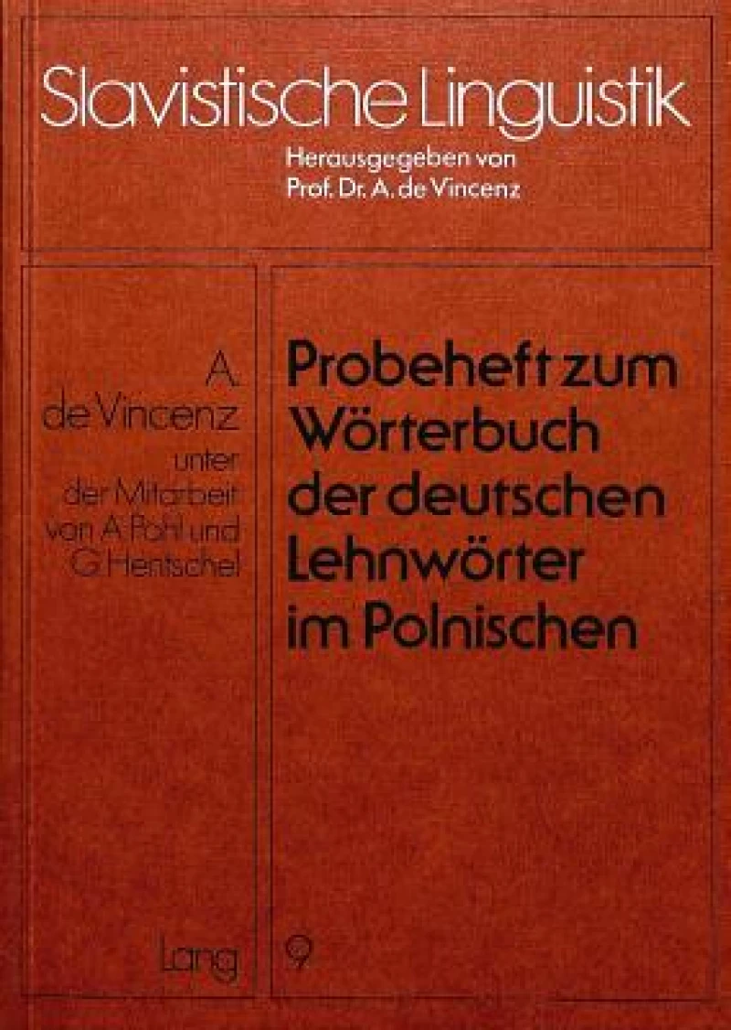 Probeheft Zum Woerterbuch Der Deutschen Lehnwoerter Im Polnischen