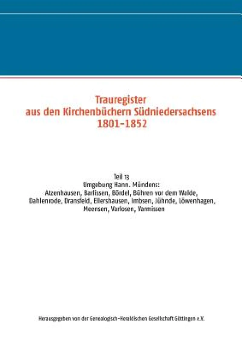 Trauregister aus den Kirchenbuchern Sudniedersachsens 1801-1852