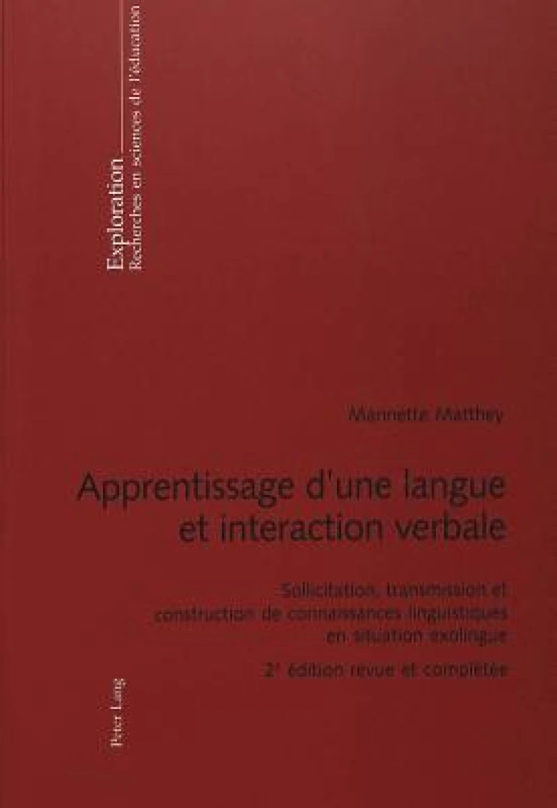 Apprentissage d''une langue et interaction verbale