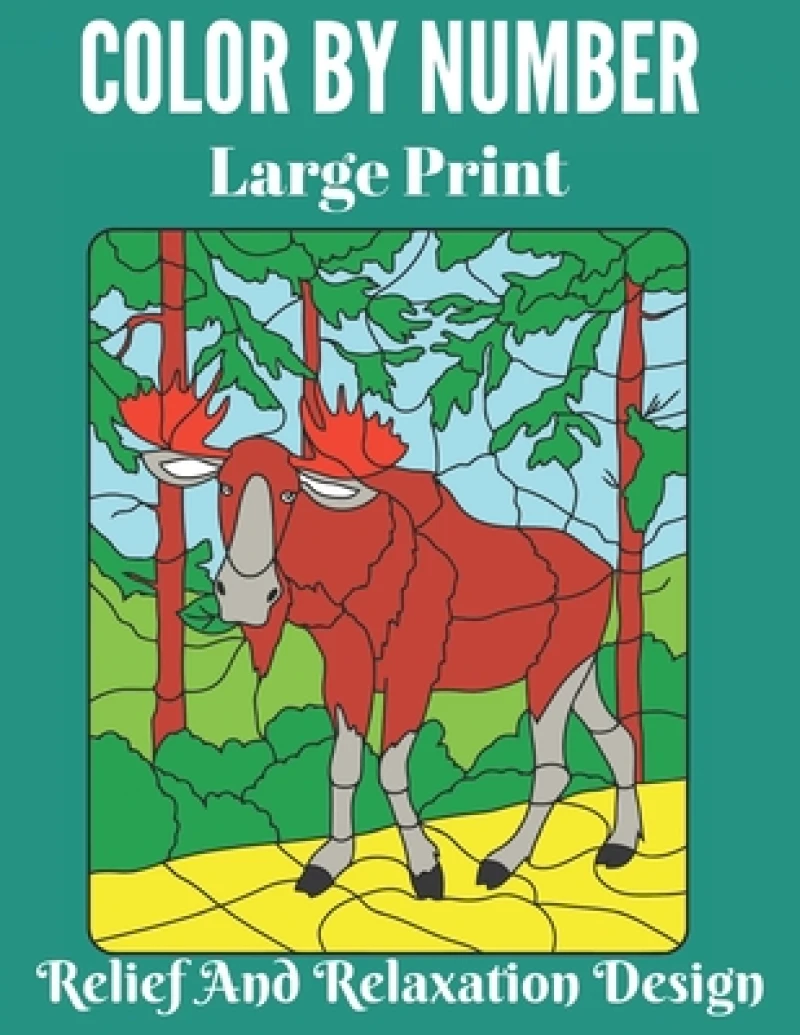 Color BY Number Large Print Relief And Relaxation Design
